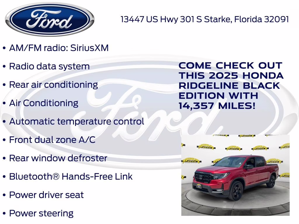 2025 Radiant Red Honda Ridgeline Black Edition AWD Truck