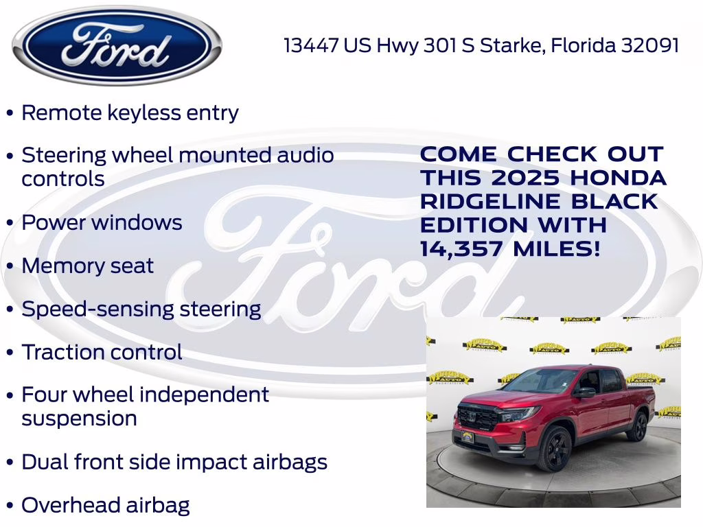 2025 Radiant Red Honda Ridgeline Black Edition AWD Truck