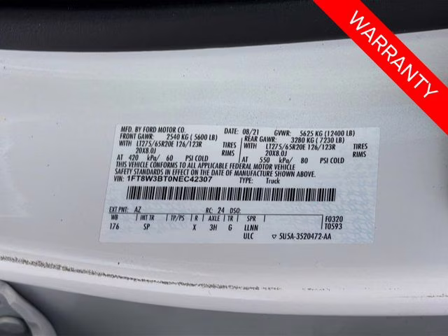 2022 White Metallic Ford Super Duty F-350 SRW King Ranch 4X4 Truck