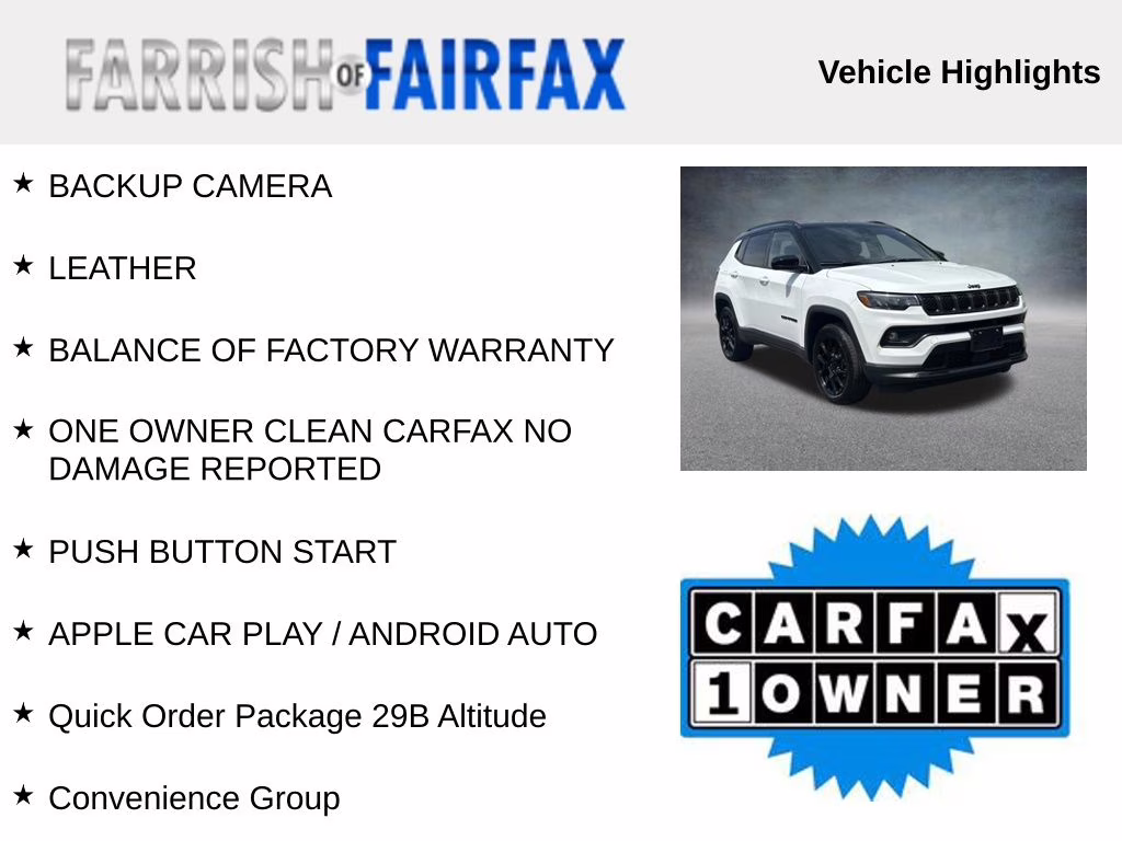 2023 Bright White Clearcoat Jeep Compass Altitude 4X4 SUV