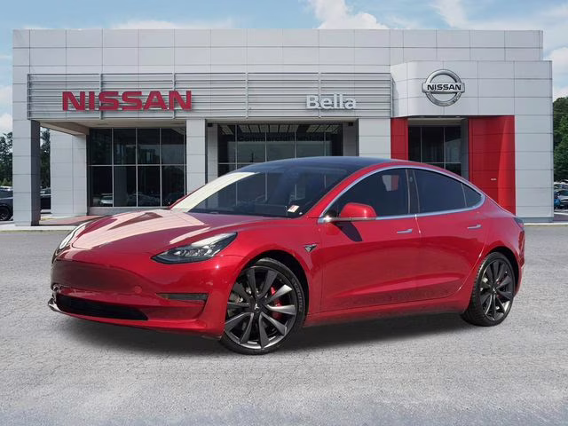 2020 Red Multi-Coat Tesla Model 3 Performance AWD Sedan