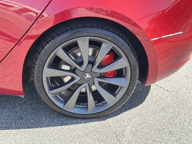 2020 Red Multi-Coat Tesla Model 3 Performance AWD Sedan