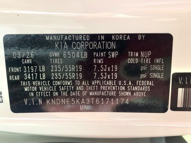 2026 Snow White Pearl Kia Carnival Hybrid SX FWD Van
