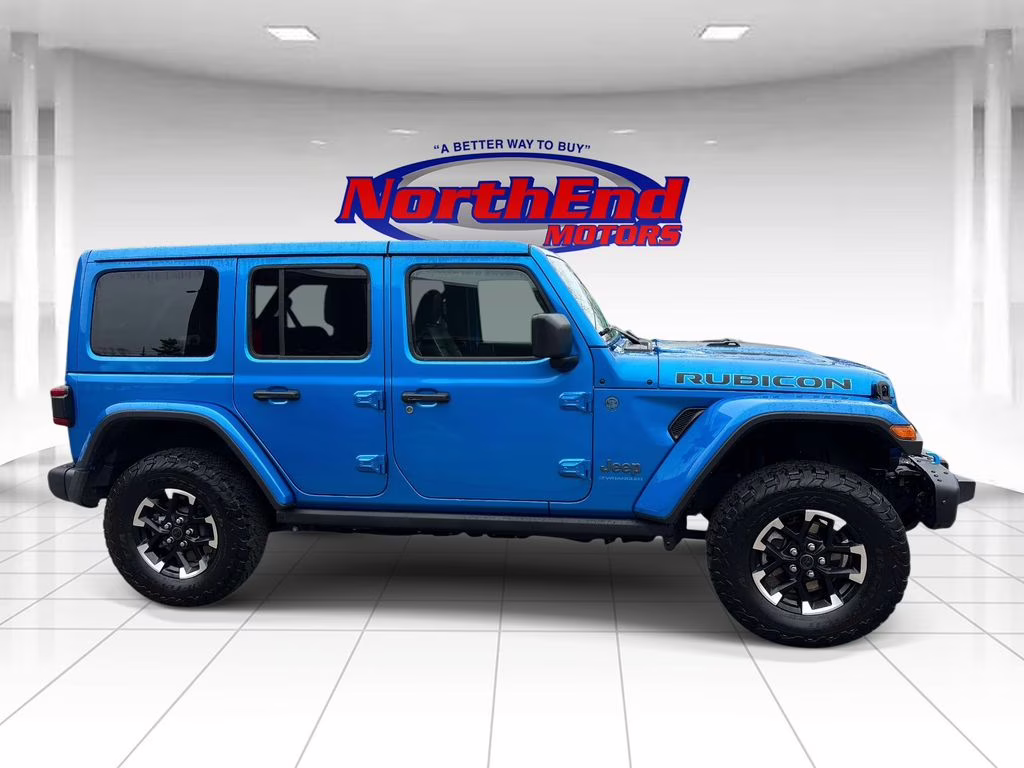 2024 Hydro Blue Pearl Coat Jeep Wrangler Rubicon X 4xe 4X4 SUV