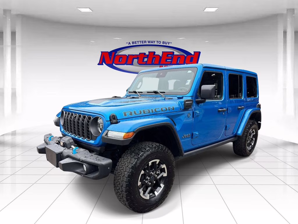 2024 Hydro Blue Pearl Coat Jeep Wrangler Rubicon X 4xe 4X4 SUV
