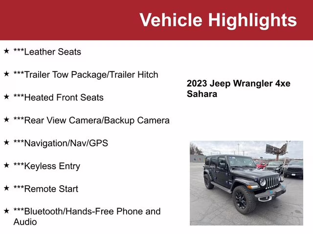 Used 2023 Jeep Wrangler 4xe Sahara 4XE with VIN 1C4JJXP67PW514469 for sale in Waite Park, Minnesota