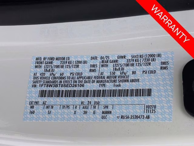 2025 White Metallic Ford Super Duty F-350 SRW Lariat 4X4 Truck