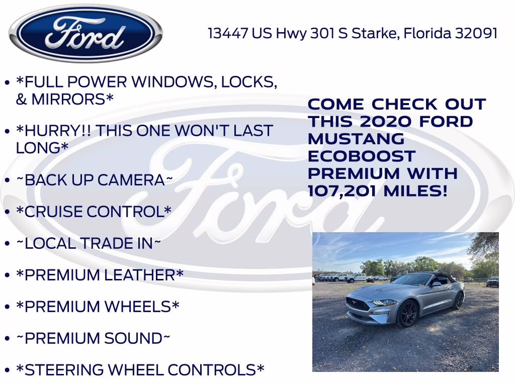 2020 Silver Metallic Ford Mustang EcoBoost Premium RWD Convertible