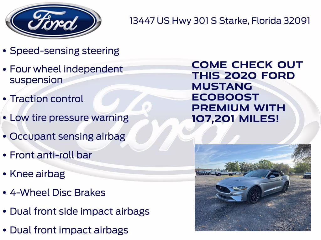 2020 Silver Metallic Ford Mustang EcoBoost Premium RWD Convertible