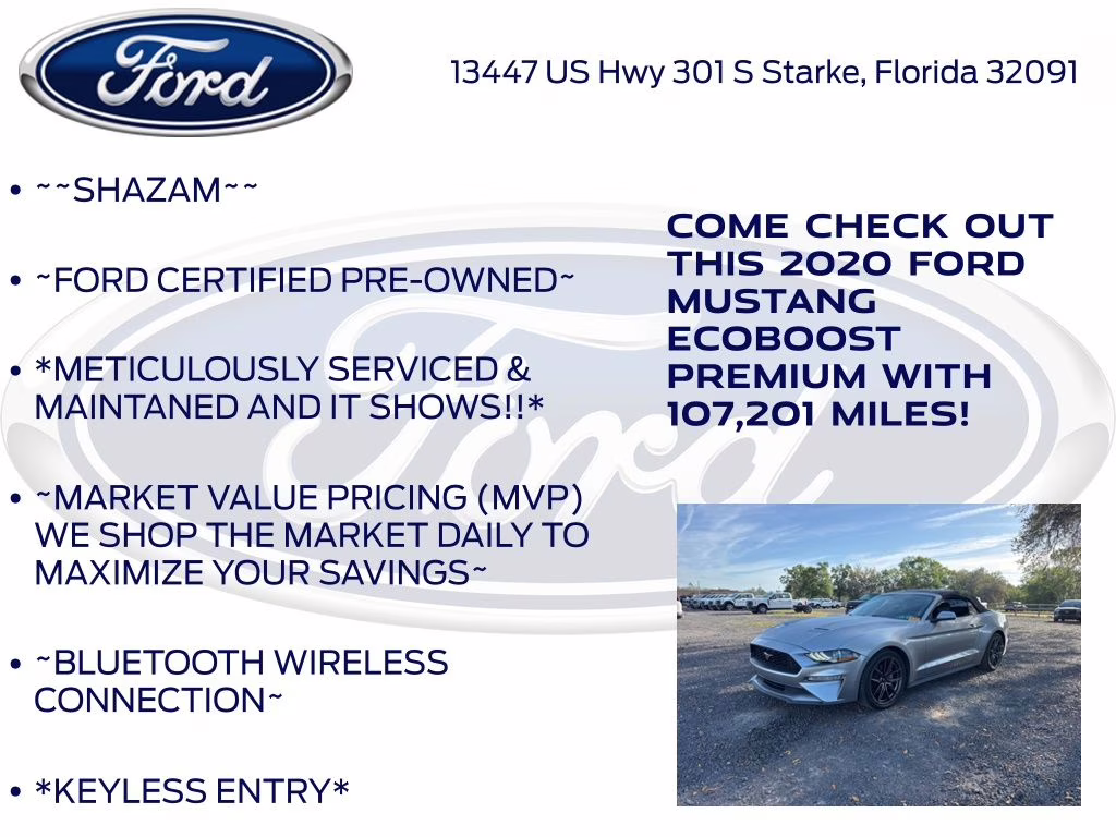 2020 Silver Metallic Ford Mustang EcoBoost Premium RWD Convertible