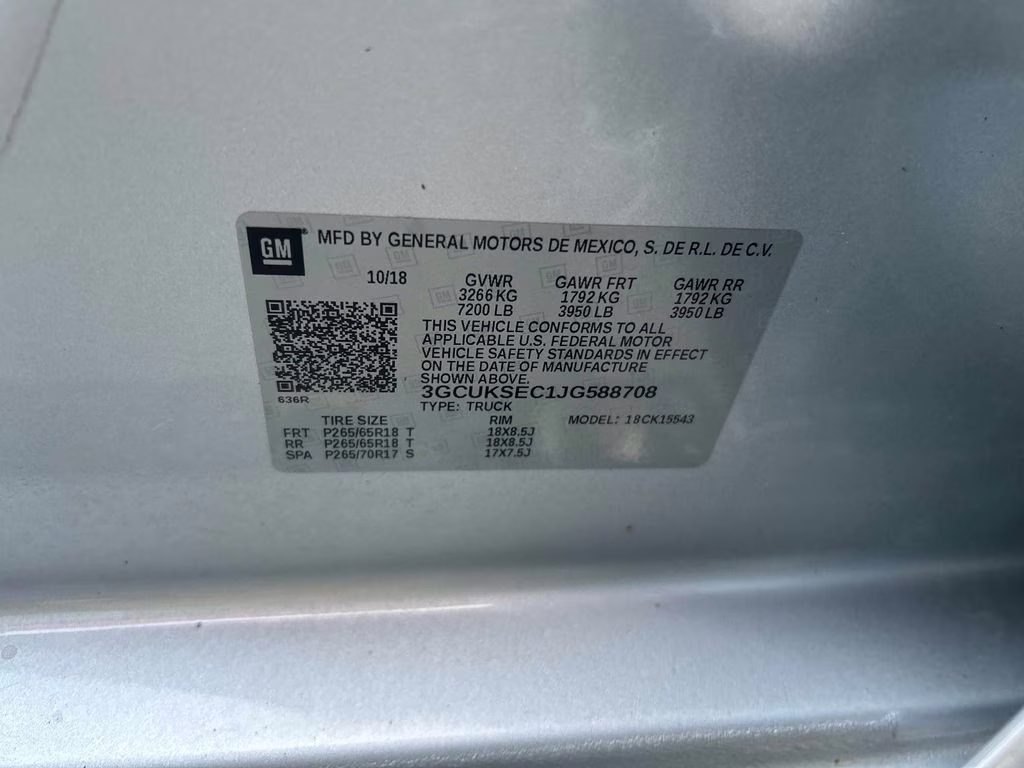2018 Silver Ice Metallic Chevrolet Silverado 1500 LTZ 4X4 Truck