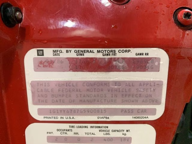 1986 RED Chevrolet Corvette Base RWD Convertible