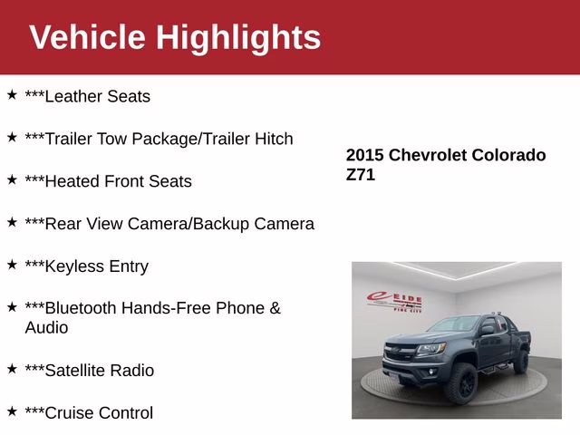 2015 Cyber Gray Metallic Chevrolet Colorado Z71 4X4 Truck