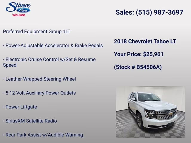 2018 Iridescent Pearl Tricoat Chevrolet Tahoe LT 4X4 SUV