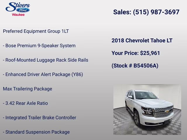 2018 Iridescent Pearl Tricoat Chevrolet Tahoe LT 4X4 SUV