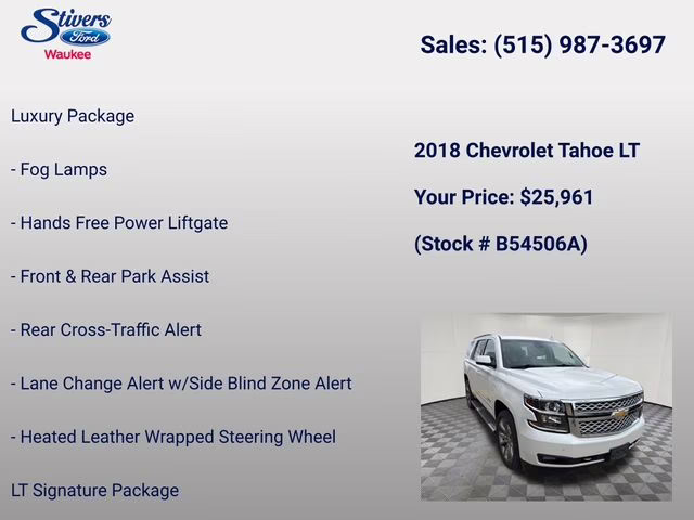 2018 Iridescent Pearl Tricoat Chevrolet Tahoe LT 4X4 SUV