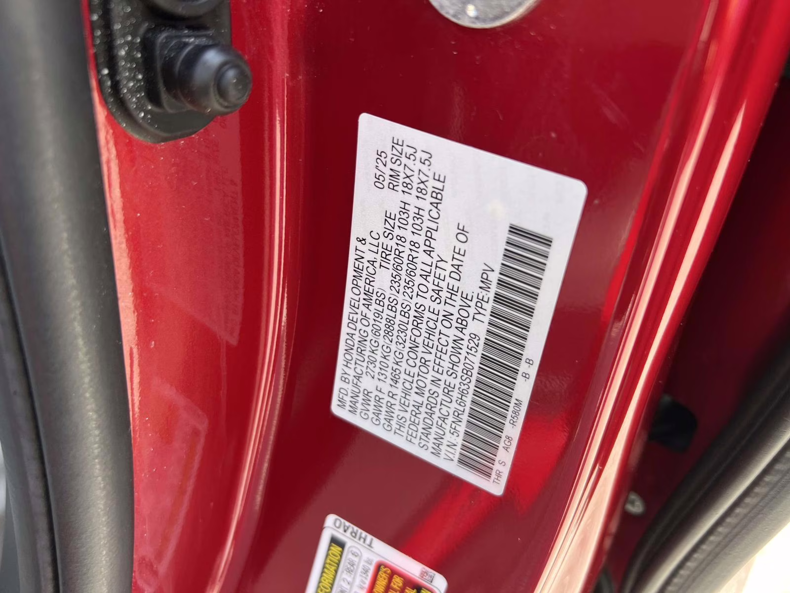 2025 Red Honda Odyssey EX-L FWD Van