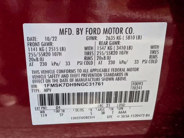 2022 Red Metallic Ford Explorer XLT RWD SUV