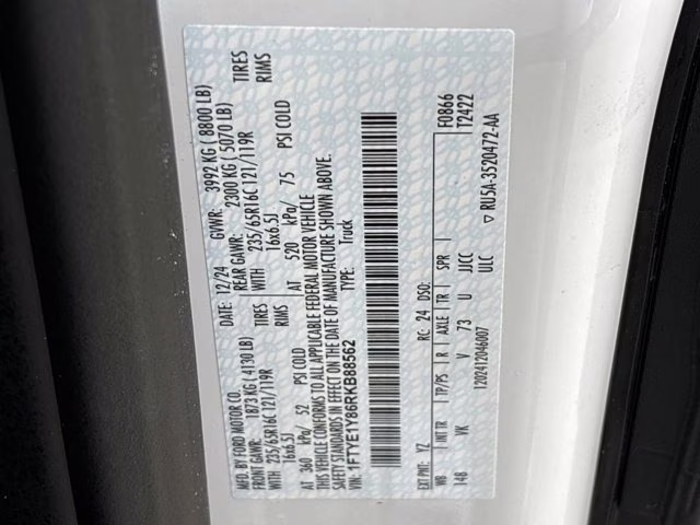 2024 Oxford White Ford Transit Cargo Van Base RWD Van