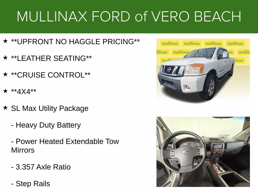 2012 Blizzard Pearl Nissan Titan SL 4X4 Truck