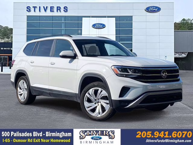 2021 Pure White Volkswagen Atlas 3.6L V6 SE w/Technology FWD SUV