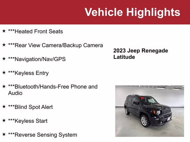 Used 2023 Jeep Renegade Latitude with VIN ZACNJDB13PPP59856 for sale in Waite Park, Minnesota
