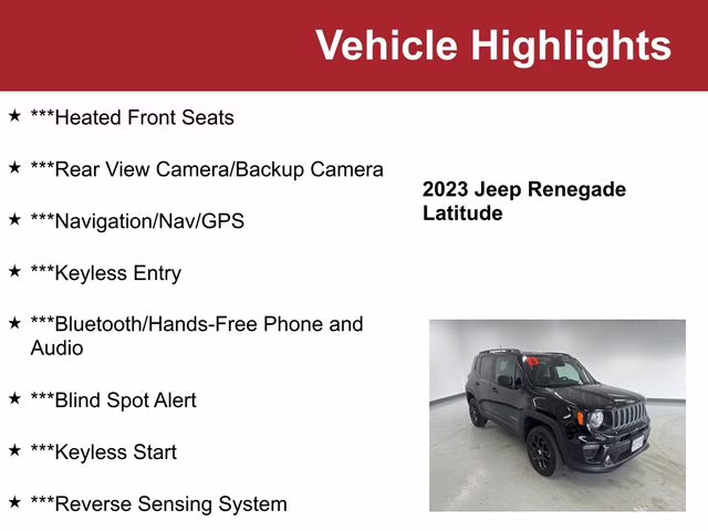 Used 2023 Jeep Renegade Latitude with VIN ZACNJDB13PPP59856 for sale in Waite Park, Minnesota