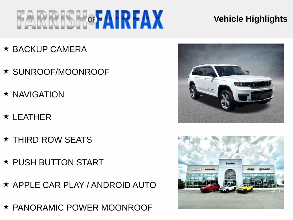 2022 Bright White Clearcoat Jeep Grand Cherokee L Limited 4X4 SUV