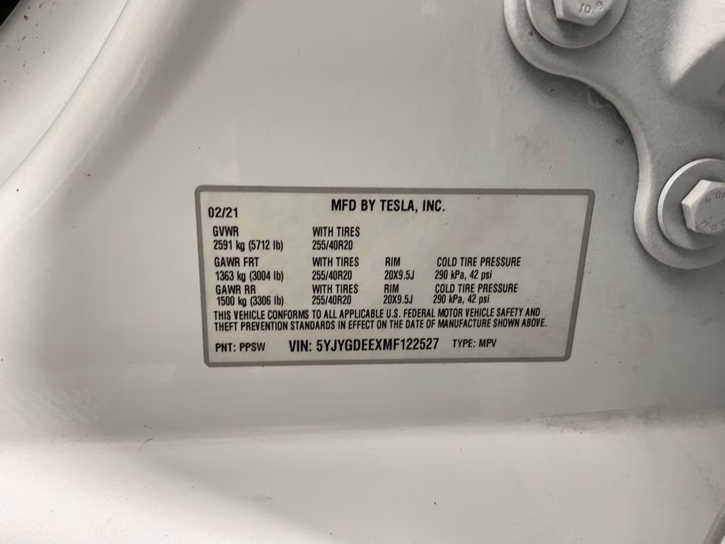 2021 Pearl White Multi-Coat Tesla Model Y Long Range AWD SUV