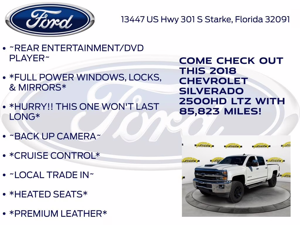 2018 Iridescent Pearl Tricoat Chevrolet Silverado 2500HD LTZ 4X4 Truck