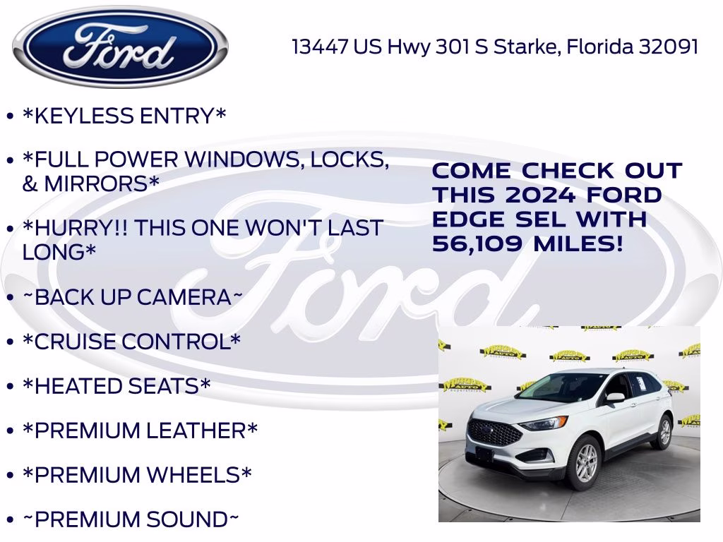 2024 Oxford White Ford Edge SEL AWD SUV