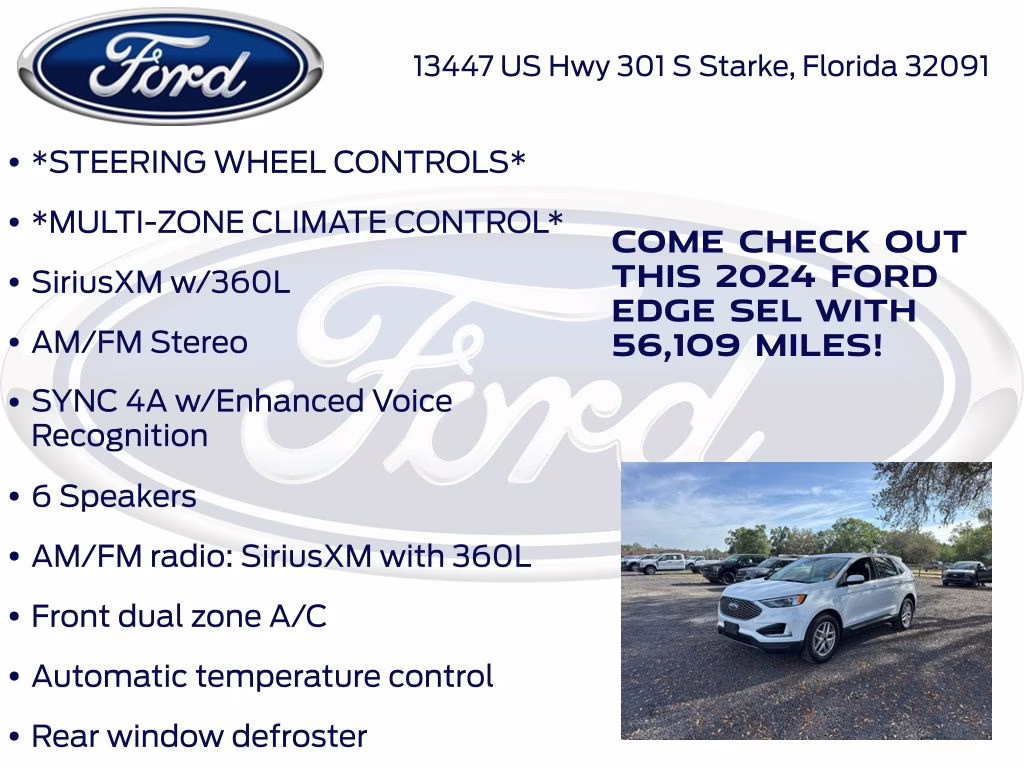 2024 Oxford White Ford Edge SEL AWD SUV
