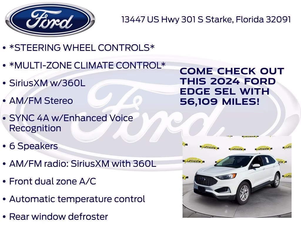 2024 Oxford White Ford Edge SEL AWD SUV