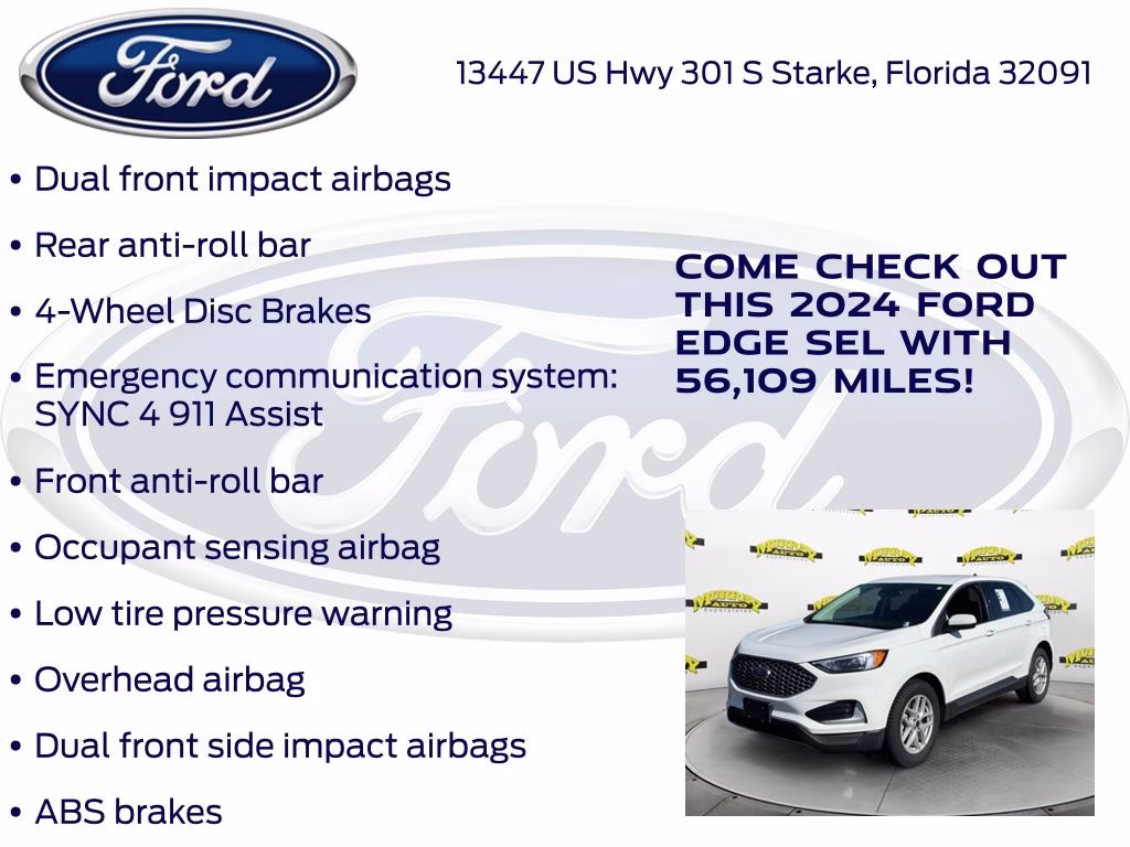 2024 Oxford White Ford Edge SEL AWD SUV