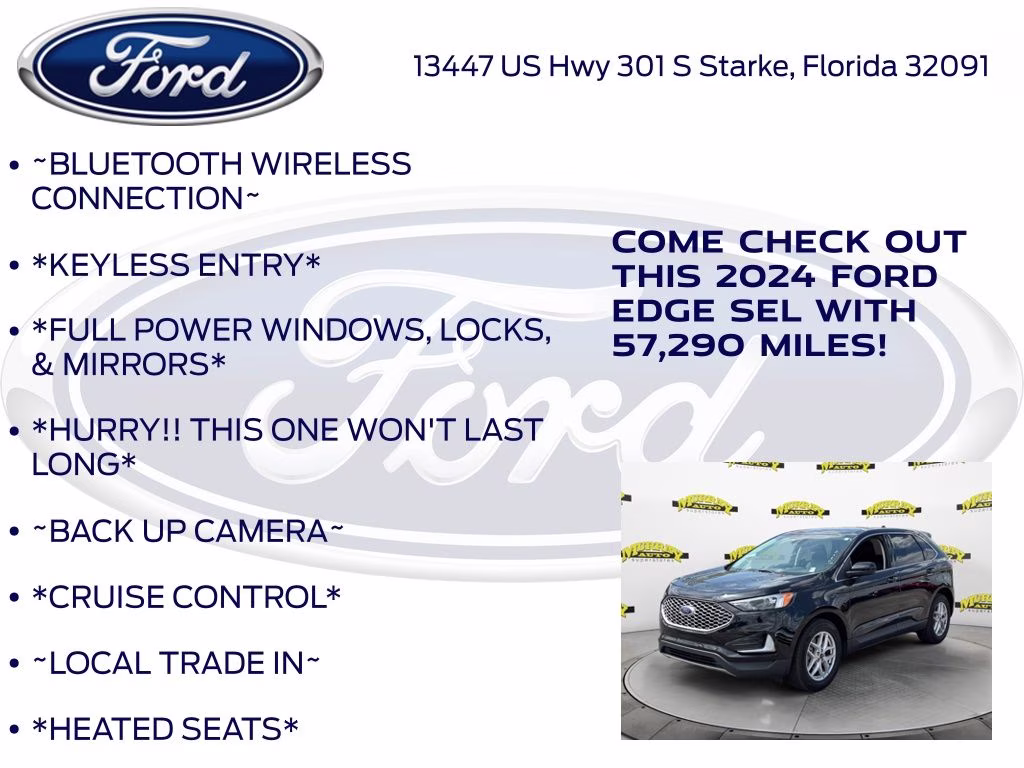2024 Agate Black Metallic Ford Edge SEL AWD SUV