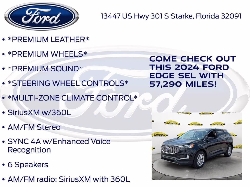 2024 Agate Black Metallic Ford Edge SEL AWD SUV