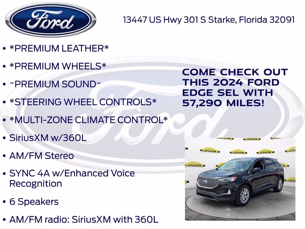 2024 Agate Black Metallic Ford Edge SEL AWD SUV