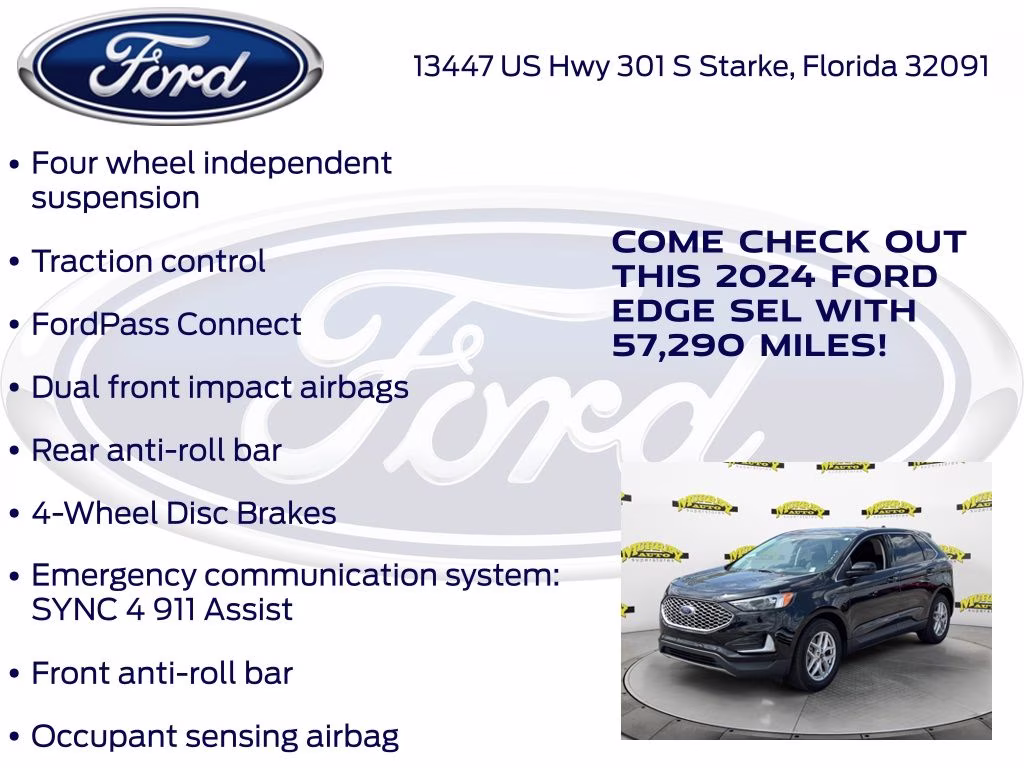 2024 Agate Black Metallic Ford Edge SEL AWD SUV