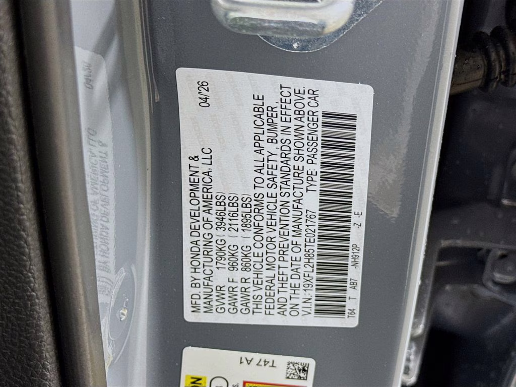 2026 Urban Gray Pearl Honda Civic Sport FWD Hatchback