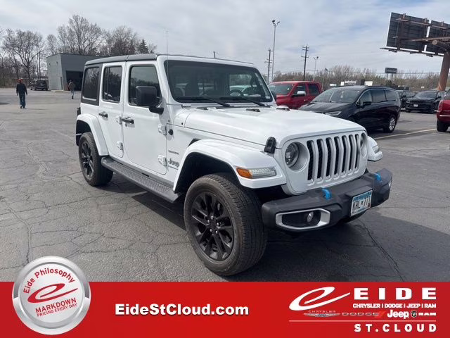 2023 Bright White Clearcoat Jeep Wrangler Sahara 4xe 4X4 SUV