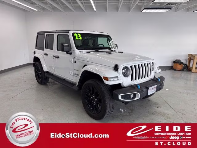 2023 Bright White Clearcoat Jeep Wrangler Sahara 4xe 4X4 SUV