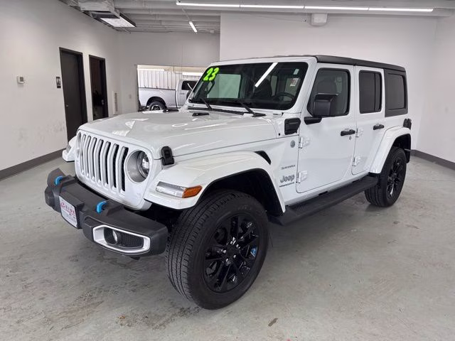 2023 Bright White Clearcoat Jeep Wrangler Sahara 4xe 4X4 SUV