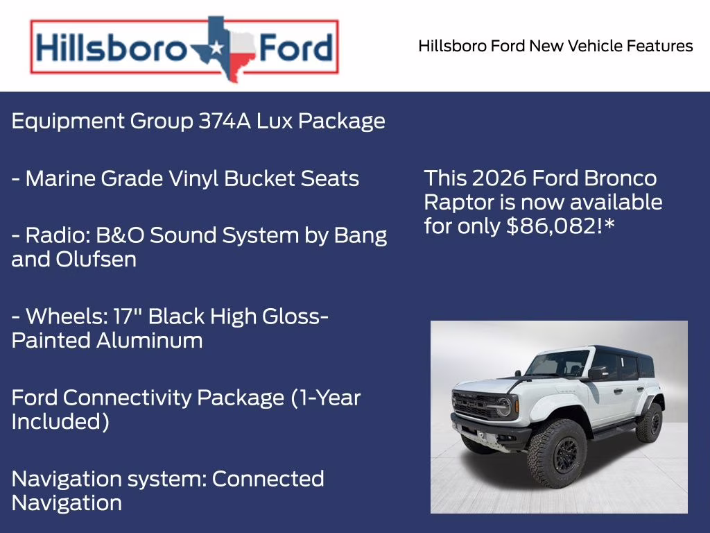 2026 Avalanche Gray Ford Bronco Raptor 4X4 SUV