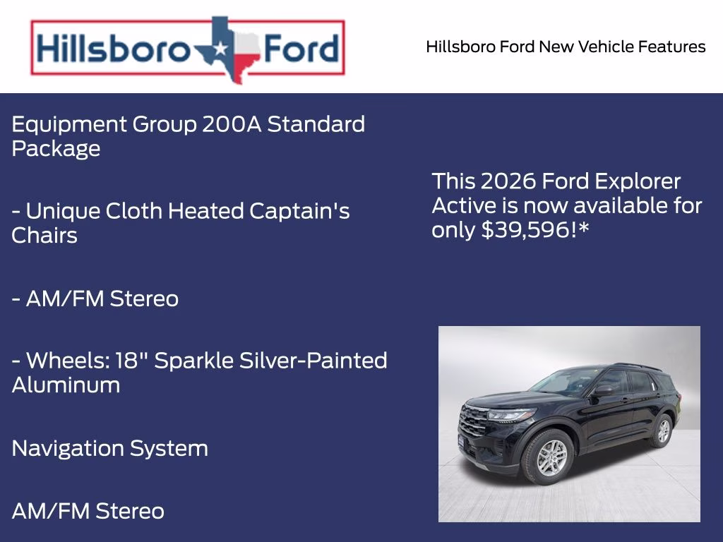 2026 Agate Black Metallic Ford Explorer Active RWD SUV