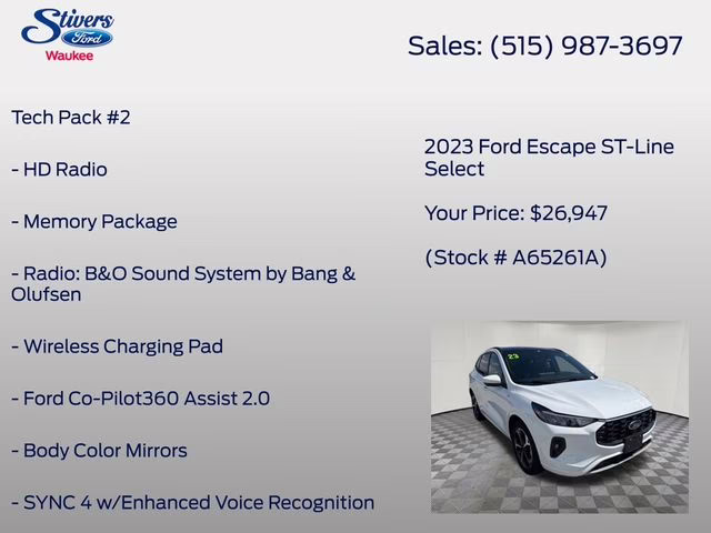 2023 Oxford White Ford Escape ST-Line Select AWD SUV