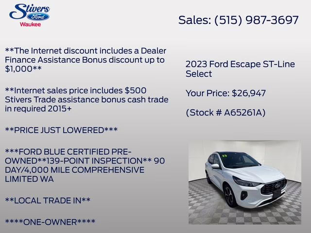 2023 Oxford White Ford Escape ST-Line Select AWD SUV