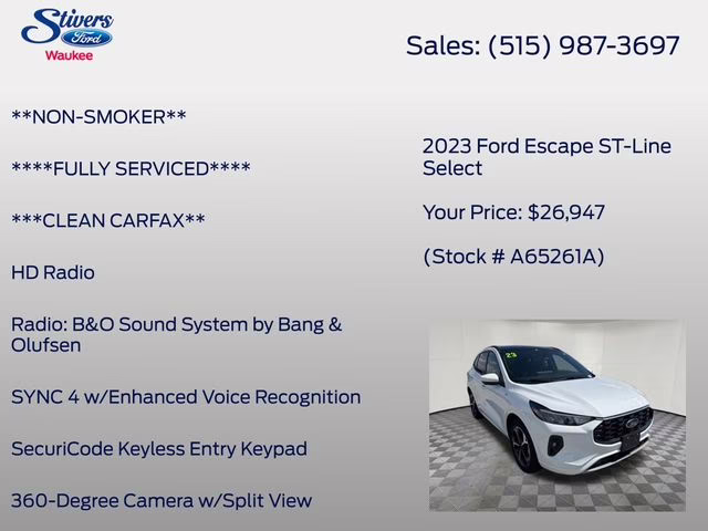 2023 Oxford White Ford Escape ST-Line Select AWD SUV