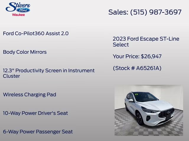 2023 Oxford White Ford Escape ST-Line Select AWD SUV