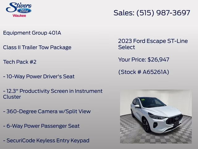 2023 Oxford White Ford Escape ST-Line Select AWD SUV