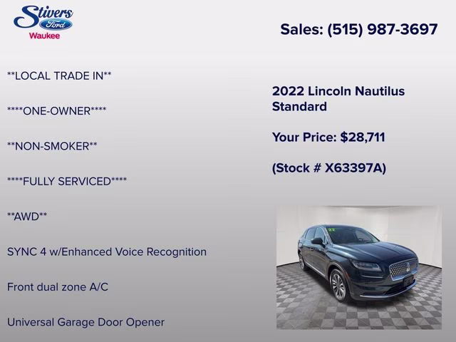 2022 Flight Blue Metallic Clearcoat Lincoln Nautilus Standard AWD SUV